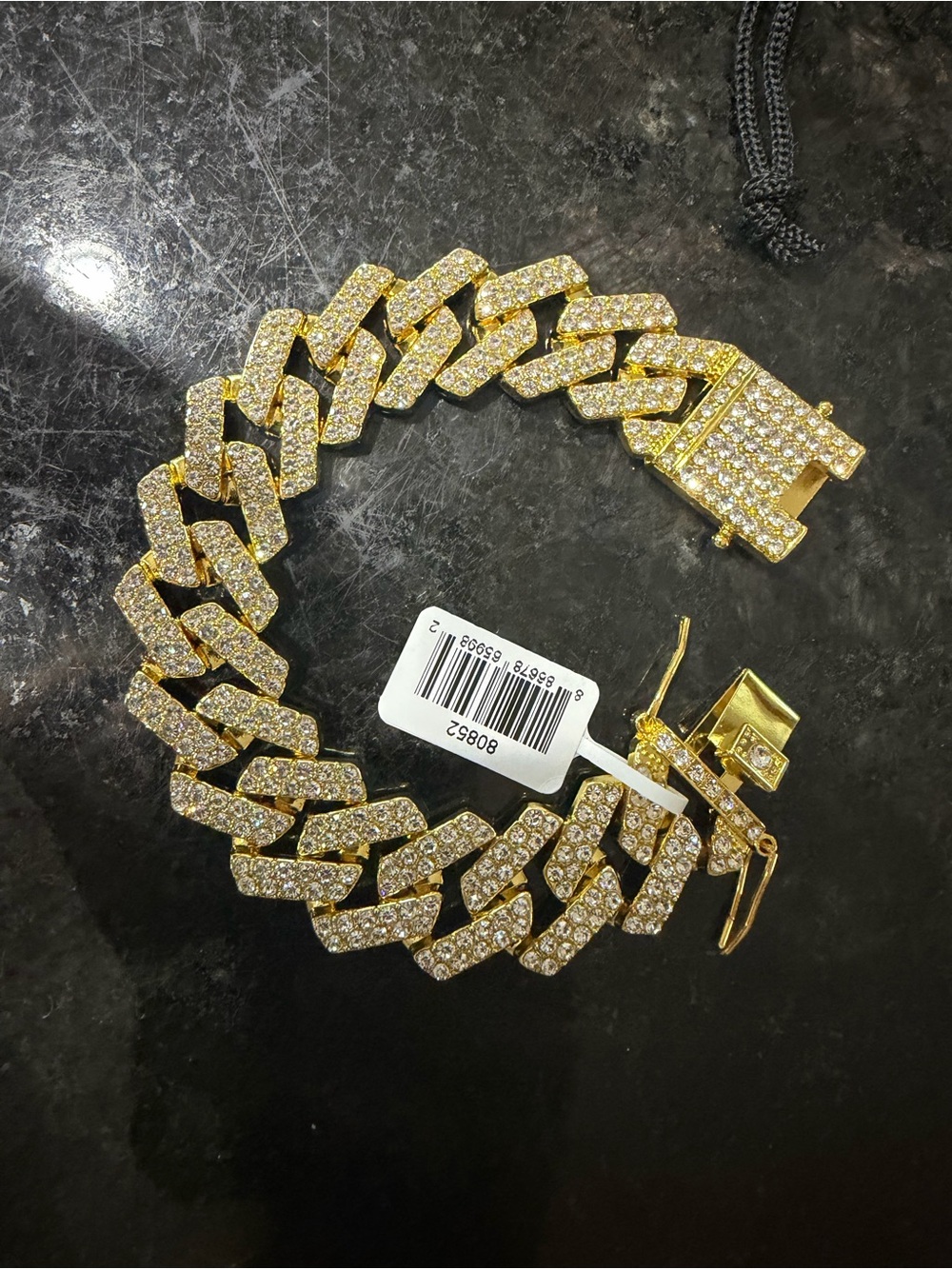 Invicta Gold and Clear Crystal Cuban Link Bracelet